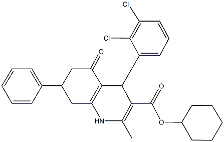 cyclohexyl 4-(2,3-dichlorophenyl)-2-methyl-5-oxo-7-phenyl-1,4,5,6,7,8-hexahydro-3-quinolinecarboxylate Struktur