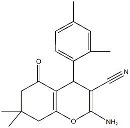 2-amino-4-(2,4-dimethylphenyl)-7,7-dimethyl-5-oxo-5,6,7,8-tetrahydro-4H-chromene-3-carbonitrile Struktur