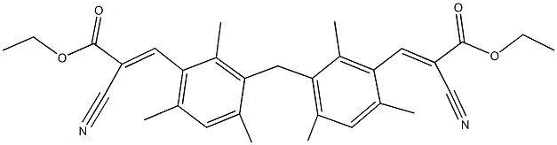 ethyl 2-cyano-3-{3-[3-(2-cyano-3-ethoxy-3-oxo-1-propenyl)-2,4,6-trimethylbenzyl]-2,4,6-trimethylphenyl}acrylate Struktur