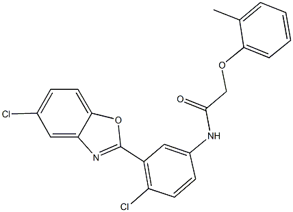 N-[4-chloro-3-(5-chloro-1,3-benzoxazol-2-yl)phenyl]-2-(2-methylphenoxy)acetamide Struktur