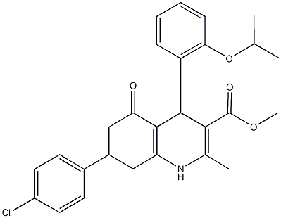 methyl 7-(4-chlorophenyl)-4-(2-isopropoxyphenyl)-2-methyl-5-oxo-1,4,5,6,7,8-hexahydro-3-quinolinecarboxylate Struktur