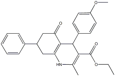 ethyl 4-(4-methoxyphenyl)-2-methyl-5-oxo-7-phenyl-1,4,5,6,7,8-hexahydro-3-quinolinecarboxylate Struktur