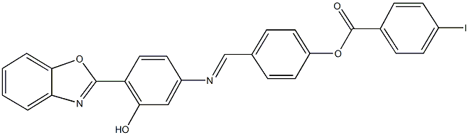 4-({[4-(1,3-benzoxazol-2-yl)-3-hydroxyphenyl]imino}methyl)phenyl 4-iodobenzoate Struktur