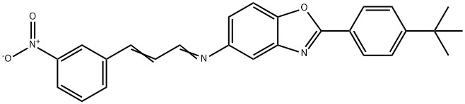 2-(4-tert-butylphenyl)-5-[(3-{3-nitrophenyl}-2-propenylidene)amino]-1,3-benzoxazole Struktur