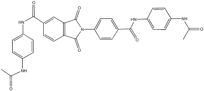 N-[4-(acetylamino)phenyl]-2-[4-({[4-(acetylamino)phenyl]amino}carbonyl)phenyl]-1,3-dioxo-2,3-dihydro-1H-isoindole-5-carboxamide Struktur