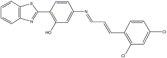 2-(1,3-benzothiazol-2-yl)-5-{[3-(2,4-dichlorophenyl)-2-propenylidene]amino}phenol Struktur