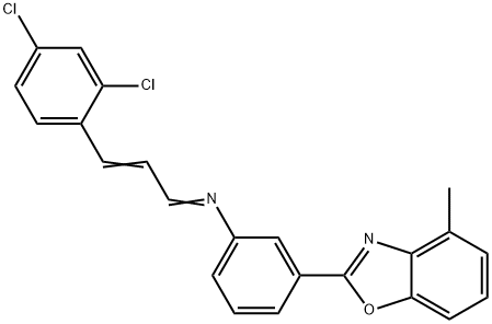 N-[3-(2,4-dichlorophenyl)-2-propenylidene]-N-[3-(4-methyl-1,3-benzoxazol-2-yl)phenyl]amine Struktur