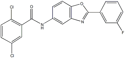 2,5-dichloro-N-[2-(3-fluorophenyl)-1,3-benzoxazol-5-yl]benzamide Struktur