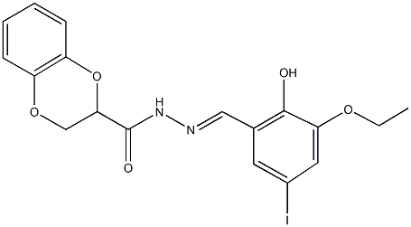 N'-(3-ethoxy-2-hydroxy-5-iodobenzylidene)-2,3-dihydro-1,4-benzodioxine-2-carbohydrazide Struktur