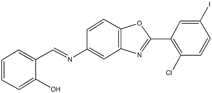 2-({[2-(2-chloro-5-iodophenyl)-1,3-benzoxazol-5-yl]imino}methyl)phenol Struktur