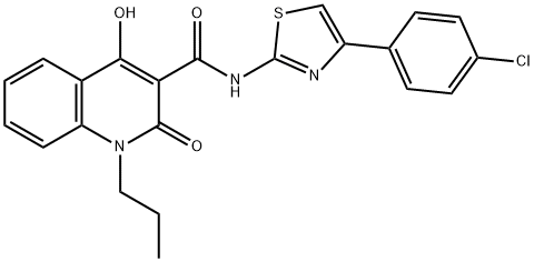 N-[4-(4-chlorophenyl)-1,3-thiazol-2-yl]-4-hydroxy-2-oxo-1-propyl-1,2-dihydroquinoline-3-carboxamide Struktur