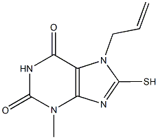 7-allyl-3-methyl-8-sulfanyl-3,7-dihydro-1H-purine-2,6-dione Struktur