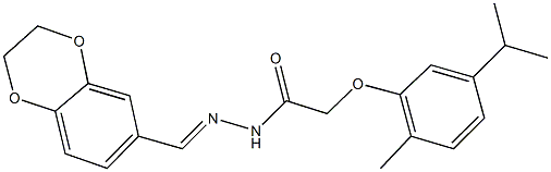 N'-(2,3-dihydro-1,4-benzodioxin-6-ylmethylene)-2-(5-isopropyl-2-methylphenoxy)acetohydrazide Struktur