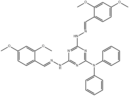 2,4-dimethoxybenzaldehyde [4-[2-(2,4-dimethoxybenzylidene)hydrazino]-6-(diphenylamino)-1,3,5-triazin-2-yl]hydrazone Struktur