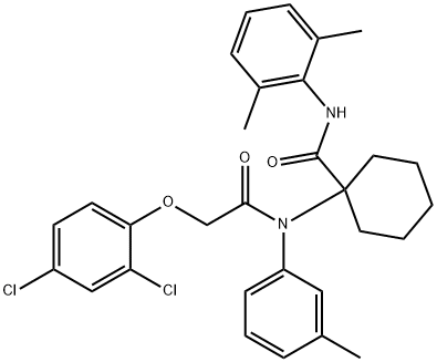 1-{[(2,4-dichlorophenoxy)acetyl]-3-methylanilino}-N-(2,6-dimethylphenyl)cyclohexanecarboxamide Struktur