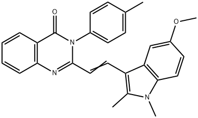 2-[2-(5-methoxy-1,2-dimethyl-1H-indol-3-yl)vinyl]-3-(4-methylphenyl)-4(3H)-quinazolinone Struktur