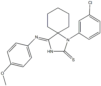 1-(3-chlorophenyl)-4-[(4-methoxyphenyl)imino]-1,3-diazaspiro[4.5]decane-2-thione Struktur