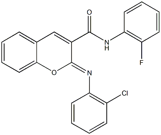 2-[(2-chlorophenyl)imino]-N-(2-fluorophenyl)-2H-chromene-3-carboxamide Struktur