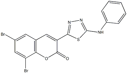 6,8-dibromo-3-[5-(phenylamino)-1,3,4-thiadiazol-2-yl]-2H-chromen-2-one Struktur