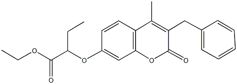 ethyl 2-[(3-benzyl-4-methyl-2-oxo-2H-chromen-7-yl)oxy]butanoate Struktur