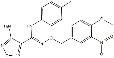 4-amino-N'-({3-nitro-4-methoxybenzyl}oxy)-N-(4-methylphenyl)-1,2,5-oxadiazole-3-carboximidamide Struktur