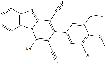 1-amino-3-(3-bromo-4,5-dimethoxyphenyl)pyrido[1,2-a]benzimidazole-2,4-dicarbonitrile Struktur