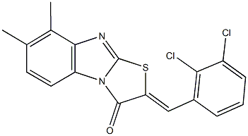 2-(2,3-dichlorobenzylidene)-7,8-dimethyl[1,3]thiazolo[3,2-a]benzimidazol-3(2H)-one Struktur