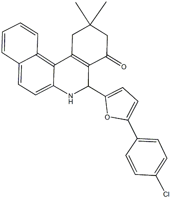 5-[5-(4-chlorophenyl)-2-furyl]-2,2-dimethyl-2,3,5,6-tetrahydrobenzo[a]phenanthridin-4(1H)-one Struktur