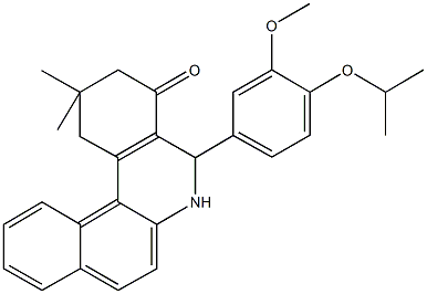 5-(4-isopropoxy-3-methoxyphenyl)-2,2-dimethyl-2,3,5,6-tetrahydrobenzo[a]phenanthridin-4(1H)-one Struktur