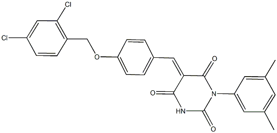 5-{4-[(2,4-dichlorobenzyl)oxy]benzylidene}-1-(3,5-dimethylphenyl)-2,4,6(1H,3H,5H)-pyrimidinetrione Struktur