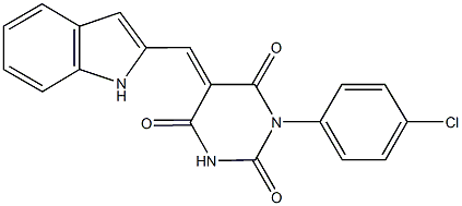 1-(4-chlorophenyl)-5-(1H-indol-2-ylmethylene)-2,4,6(1H,3H,5H)-pyrimidinetrione Struktur