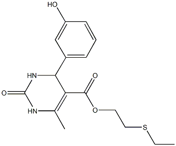 2-(ethylsulfanyl)ethyl 4-(3-hydroxyphenyl)-6-methyl-2-oxo-1,2,3,4-tetrahydro-5-pyrimidinecarboxylate Struktur