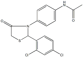 N-{4-[2-(2,4-dichlorophenyl)-4-oxo-1,3-thiazolidin-3-yl]phenyl}acetamide Struktur