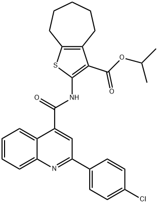 isopropyl 2-({[2-(4-chlorophenyl)-4-quinolinyl]carbonyl}amino)-5,6,7,8-tetrahydro-4H-cyclohepta[b]thiophene-3-carboxylate Struktur