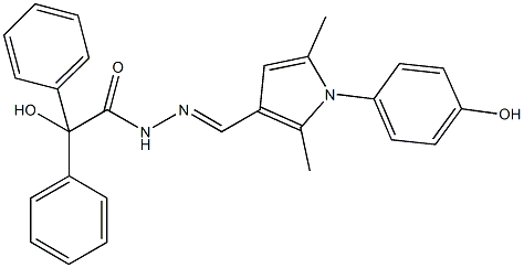 2-hydroxy-N'-{[1-(4-hydroxyphenyl)-2,5-dimethyl-1H-pyrrol-3-yl]methylene}-2,2-diphenylacetohydrazide Struktur