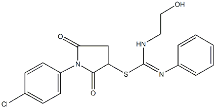 1-(4-chlorophenyl)-2,5-dioxo-3-pyrrolidinyl N-(2-hydroxyethyl)-N'-phenylimidothiocarbamate Struktur