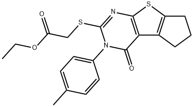 ethyl {[3-(4-methylphenyl)-4-oxo-3,5,6,7-tetrahydro-4H-cyclopenta[4,5]thieno[2,3-d]pyrimidin-2-yl]sulfanyl}acetate Struktur