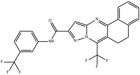 7-(trifluoromethyl)-N-[3-(trifluoromethyl)phenyl]-5,6-dihydrobenzo[h]pyrazolo[5,1-b]quinazoline-10-carboxamide Struktur