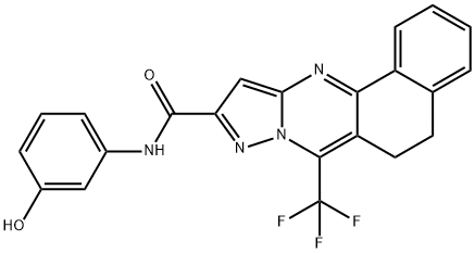 N-(3-hydroxyphenyl)-7-(trifluoromethyl)-5,6-dihydrobenzo[h]pyrazolo[5,1-b]quinazoline-10-carboxamide Struktur