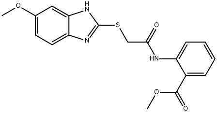 methyl 2-({[(6-methoxy-1H-benzimidazol-2-yl)sulfanyl]acetyl}amino)benzoate Struktur