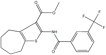 methyl 2-{[3-(trifluoromethyl)benzoyl]amino}-5,6,7,8-tetrahydro-4H-cyclohepta[b]thiophene-3-carboxylate Struktur