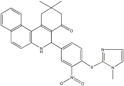 5-{3-nitro-4-[(1-methyl-1H-imidazol-2-yl)sulfanyl]phenyl}-2,2-dimethyl-2,3,5,6-tetrahydrobenzo[a]phenanthridin-4(1H)-one Struktur