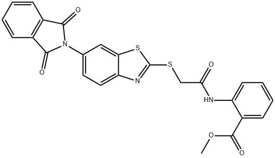 methyl 2-[({[6-(1,3-dioxo-1,3-dihydro-2H-isoindol-2-yl)-1,3-benzothiazol-2-yl]sulfanyl}acetyl)amino]benzoate Struktur