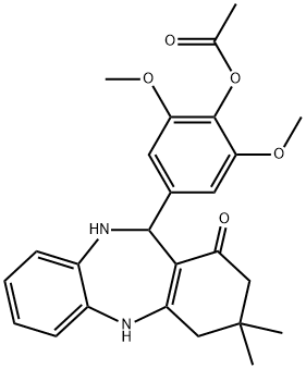 4-(3,3-dimethyl-1-oxo-2,3,4,5,10,11-hexahydro-1H-dibenzo[b,e][1,4]diazepin-11-yl)-2,6-dimethoxyphenyl acetate Struktur