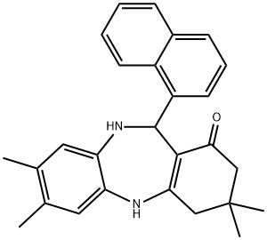 3,3,7,8-tetramethyl-11-(1-naphthyl)-2,3,4,5,10,11-hexahydro-1H-dibenzo[b,e][1,4]diazepin-1-one Struktur