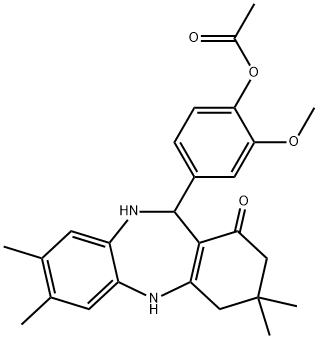 2-(methyloxy)-4-(3,3,7,8-tetramethyl-1-oxo-2,3,4,5,10,11-hexahydro-1H-dibenzo[b,e][1,4]diazepin-11-yl)phenyl acetate Struktur