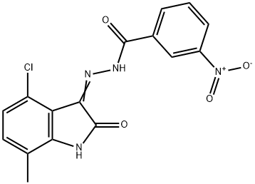 N'-(4-chloro-7-methyl-2-oxo-1,2-dihydro-3H-indol-3-ylidene)-3-nitrobenzohydrazide Struktur