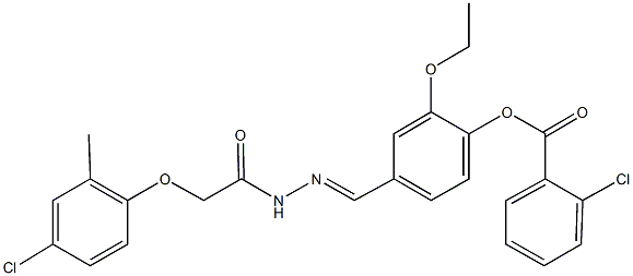 4-{2-[(4-chloro-2-methylphenoxy)acetyl]carbohydrazonoyl}-2-ethoxyphenyl 2-chlorobenzoate Struktur