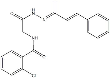 2-chloro-N-{2-[2-(1-methyl-3-phenyl-2-propenylidene)hydrazino]-2-oxoethyl}benzamide Struktur