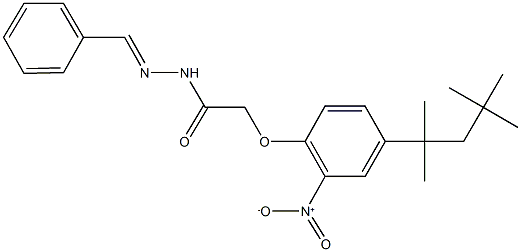 N'-benzylidene-2-[2-nitro-4-(1,1,3,3-tetramethylbutyl)phenoxy]acetohydrazide Struktur